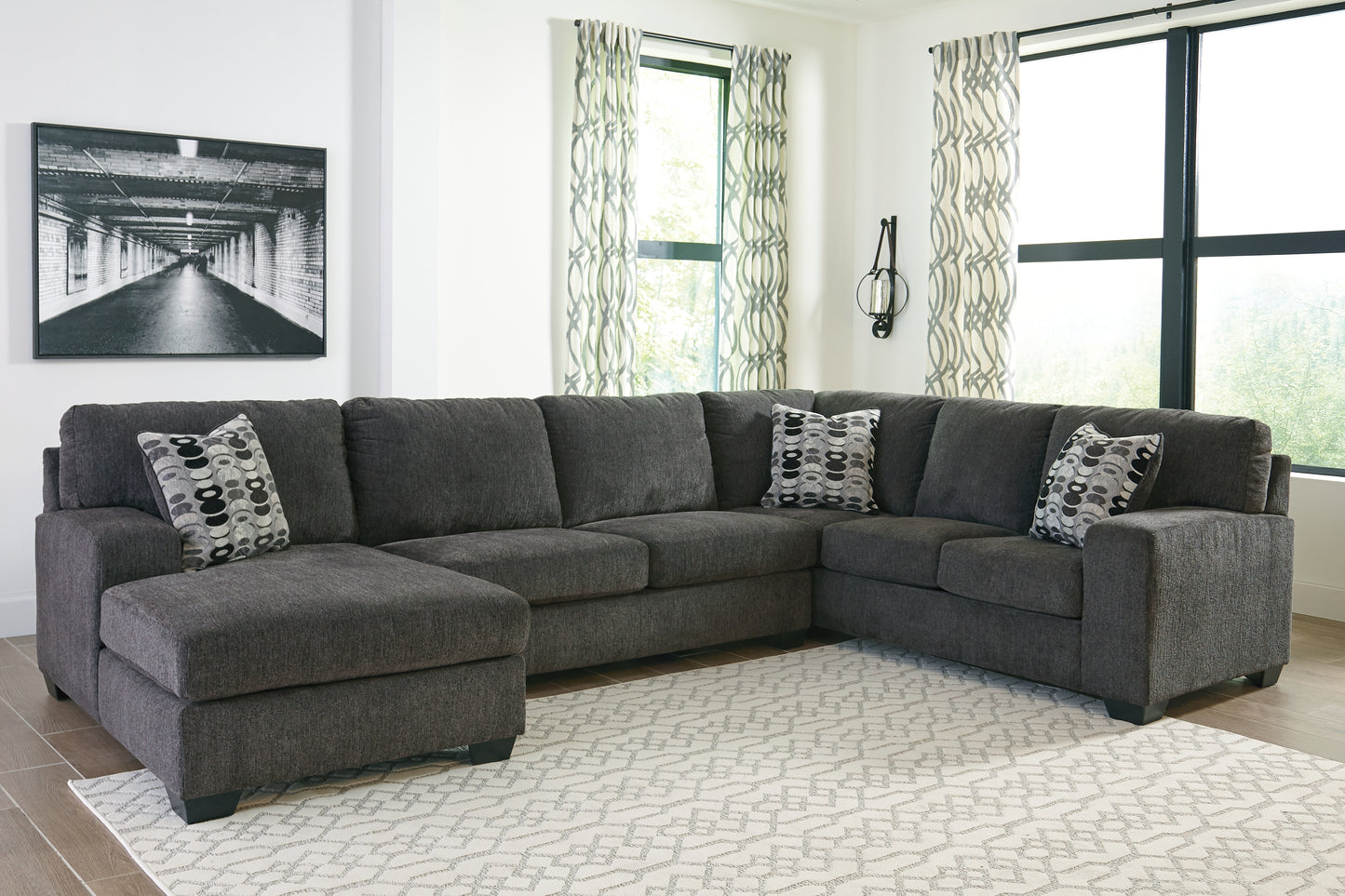 Bradenton Furniture Outlet - Ashley Furniture - Ballinasloe Sectional - RAF 3-Piece Sectional with Chaise / Smoke - 80703S1