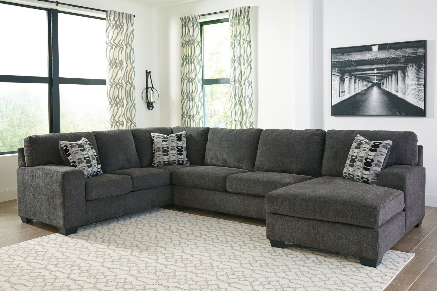 Bradenton Furniture Outlet - Ashley Furniture - Ballinasloe Sectional - LAF 3-Piece Sectional with Chaise / Smoke - 80703S2