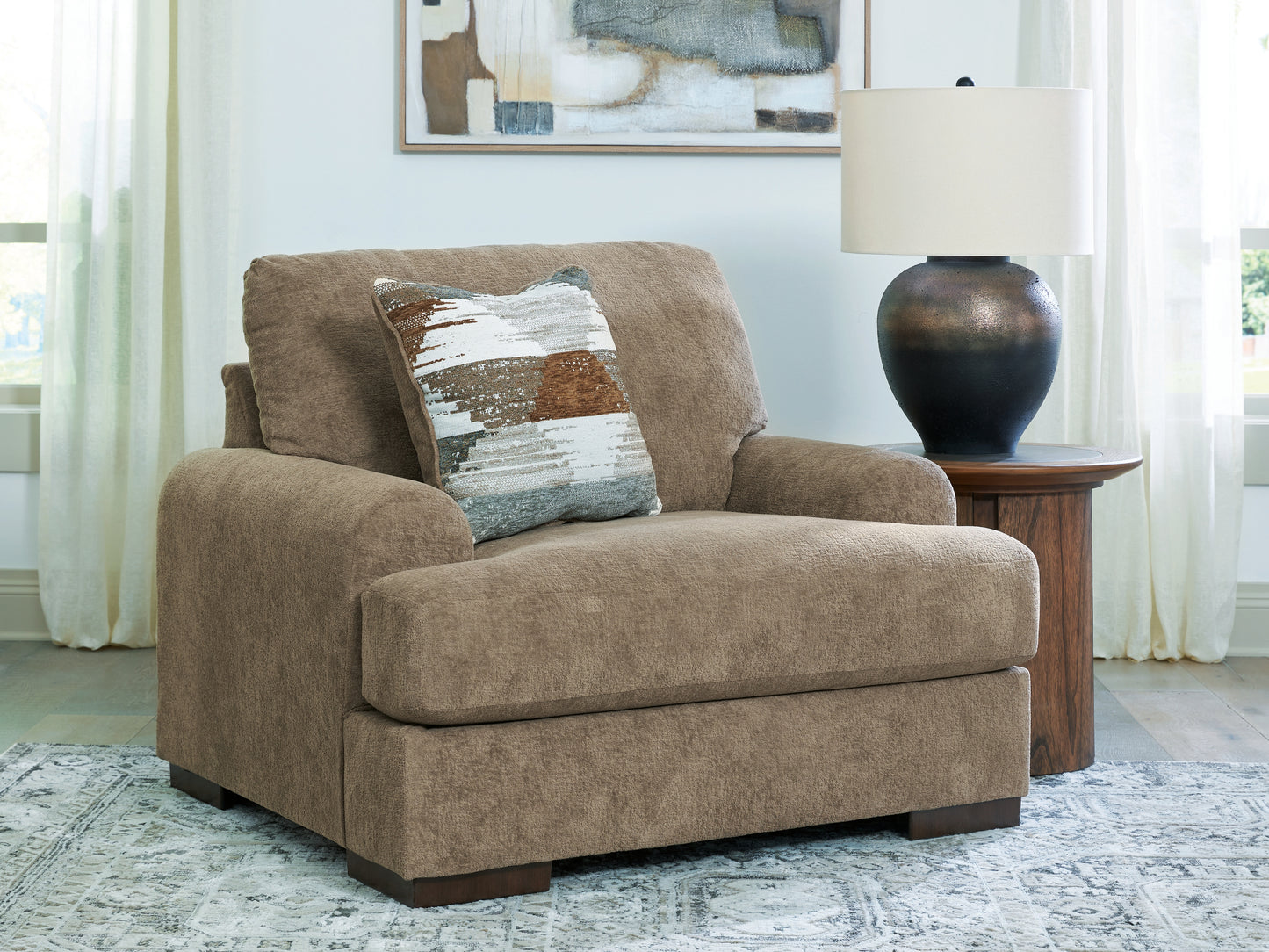 Bradenton Furniture Outlet - Ashley Furniture - Jayne Park Living Room - Chair and a Half / Pecan - PC8150523