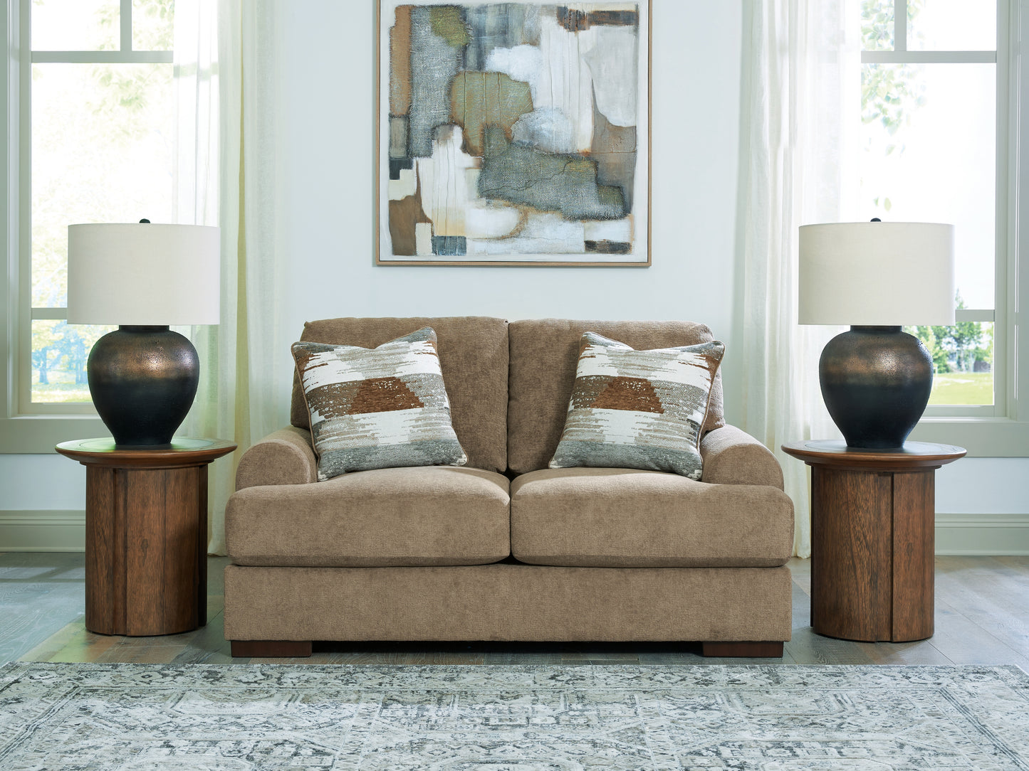Bradenton Furniture Outlet - Ashley Furniture - Jayne Park Living Room - Loveseat / Pecan - PC8150535