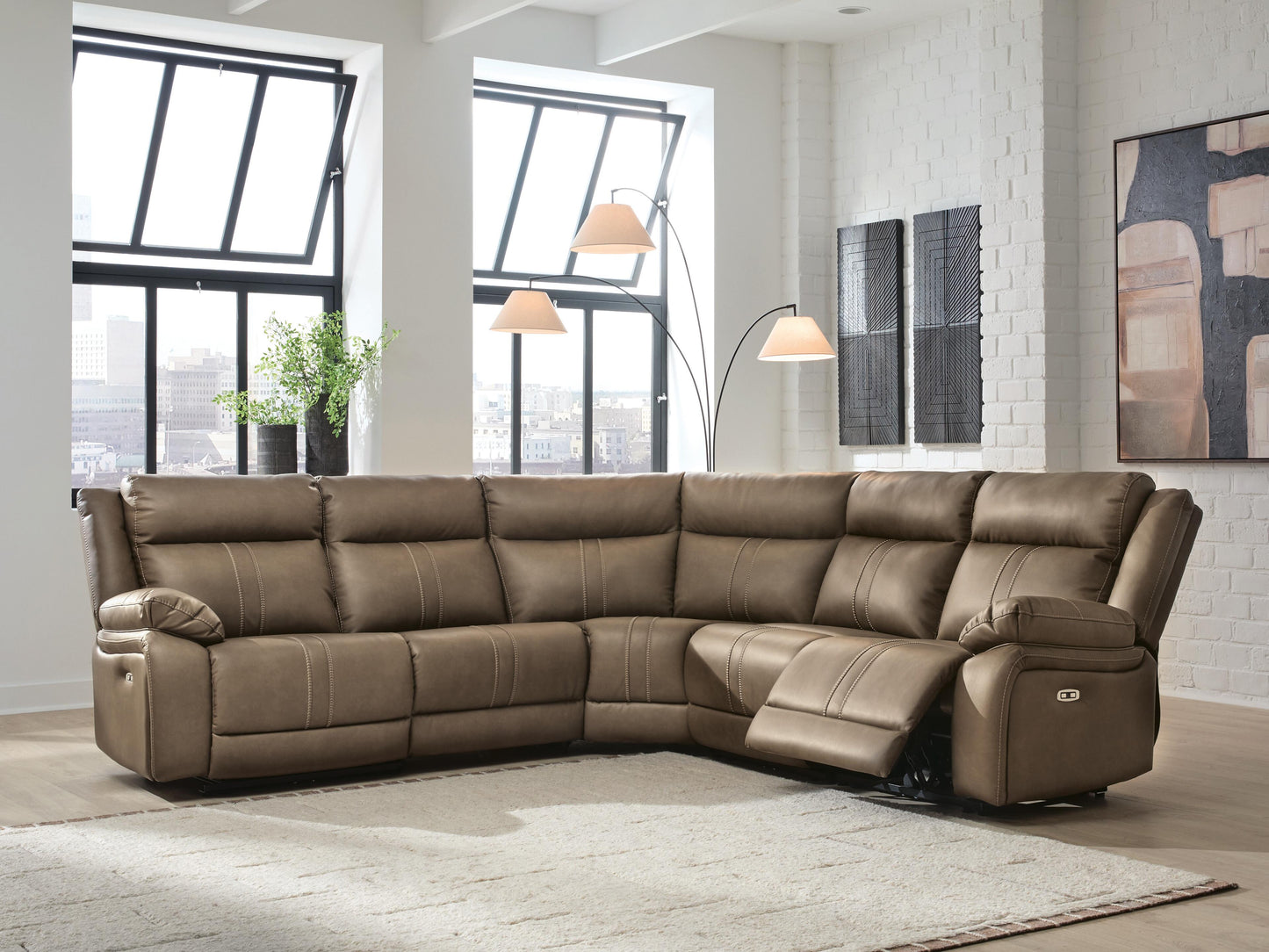 Bradenton Furniture Outlet - Ashley Furniture - Max-Momentum Sectional - 5-Piece Power Reclining Sectional / Biscotti - PC82305S6