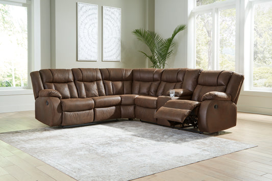 Bradenton Furniture Outlet - Ashley Furniture - Trail Boys Sectional - 2-Piece Reclining Sectional / Walnut - 82703S1
