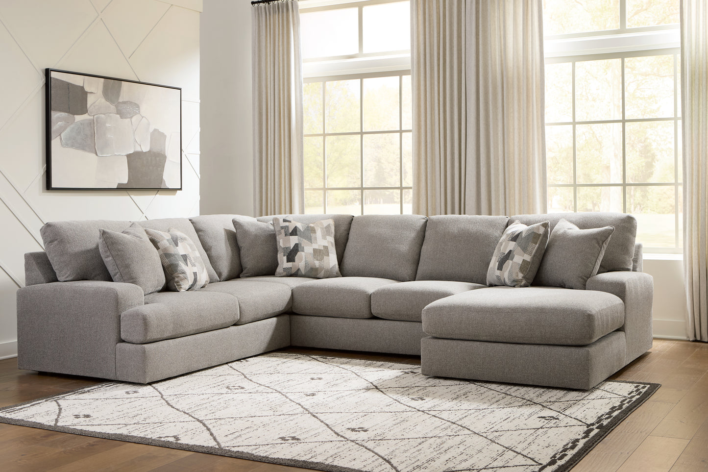Bradenton Furniture Outlet - Ashley Furniture - Lindon Sectional - RAF 3-Piece Sectional with Chaise / Smoke - 84704S4