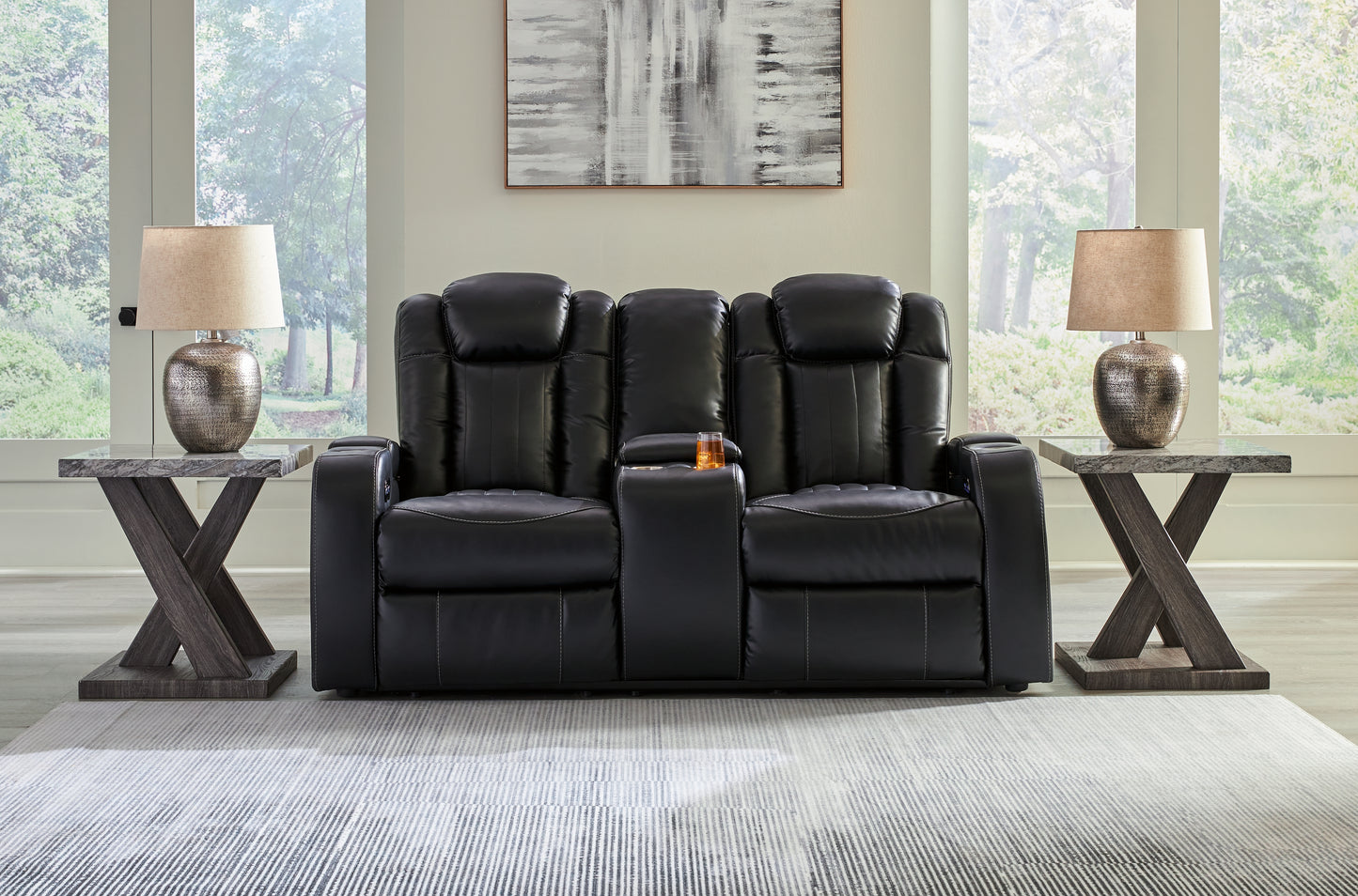 Bradenton Furniture Outlet - Ashley Furniture - Caveman Den Living Room - PWR REC Loveseat/CON/ADJ HDRST / Midnight - 9070318