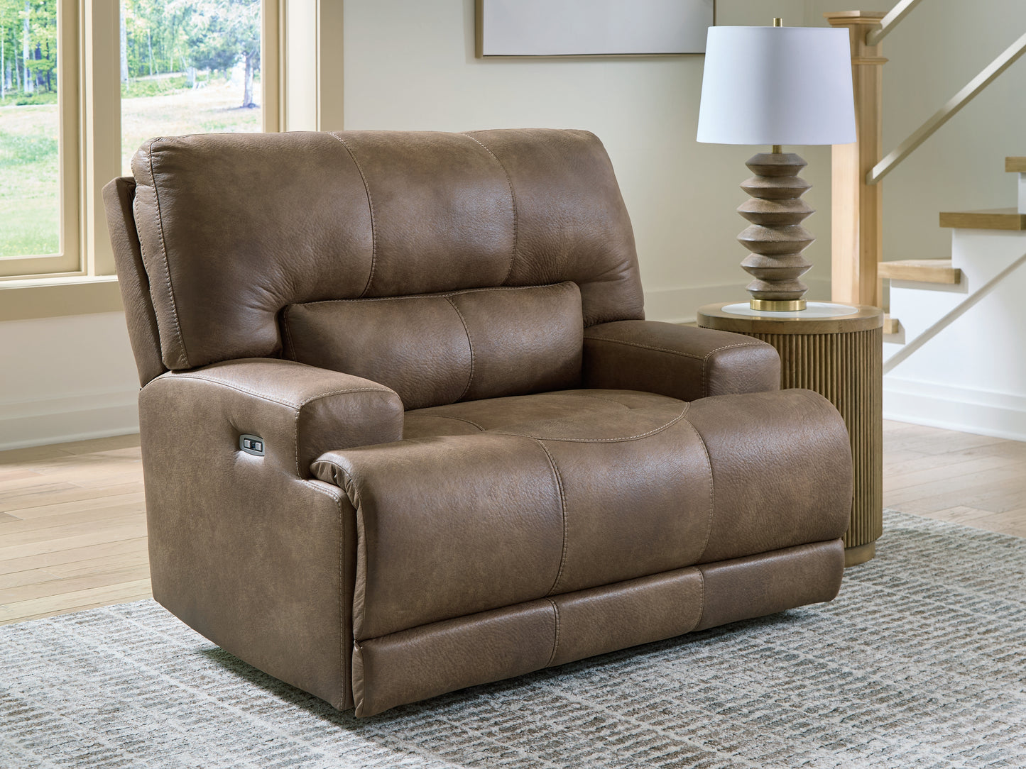 Bradenton Furniture Outlet - Ashley Furniture - Beckley Place Living Room - PWR Recliner/ADJ Headrest / Earth - PC9180282