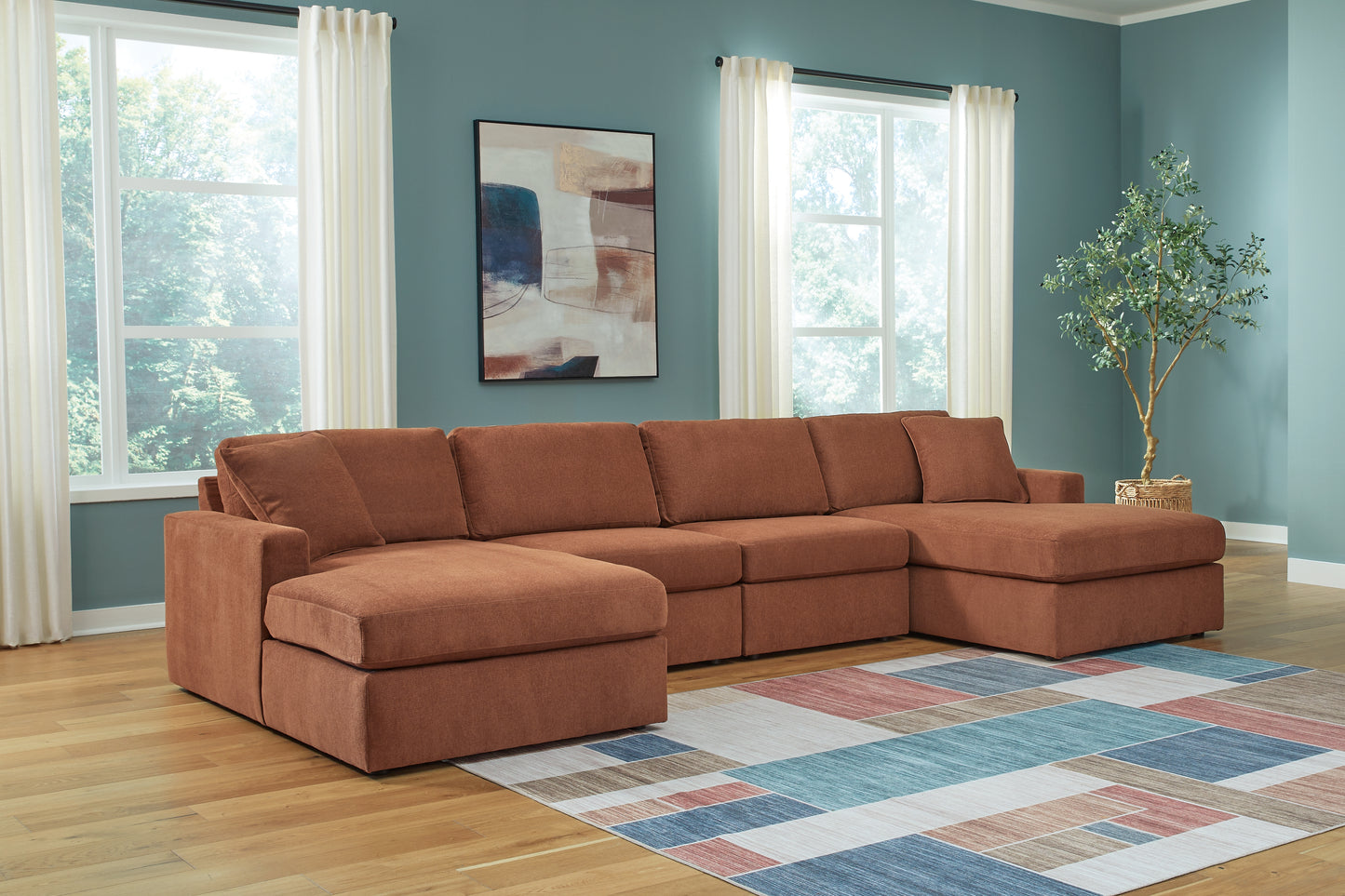 Bradenton Furniture Outlet - Ashley Furniture - Modmax Sectional - RAF 4-Piece Sectional with Chaise / Spice - 92102S19