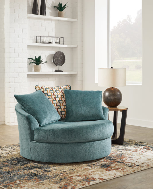 Bradenton Furniture Outlet - Ashley Furniture - Laylabrook Living Room - Oversized Swivel Accent Chair / Teal - 9220621