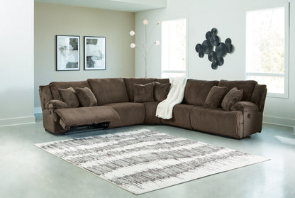 Bradenton Furniture Outlet - Ashley Furniture - Top Tier Sectional - 5-Piece Reclining Sectional / Chocolate - 92705S3