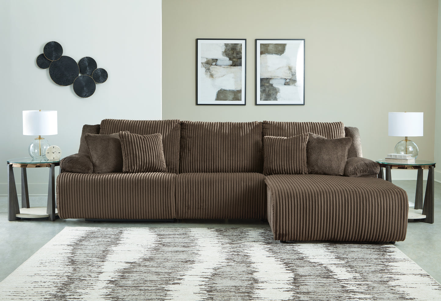 Bradenton Furniture Outlet - Ashley Furniture - Top Tier Sectional - 3-Piece Sectional Sofa Chaise / Chocolate - 92705S6