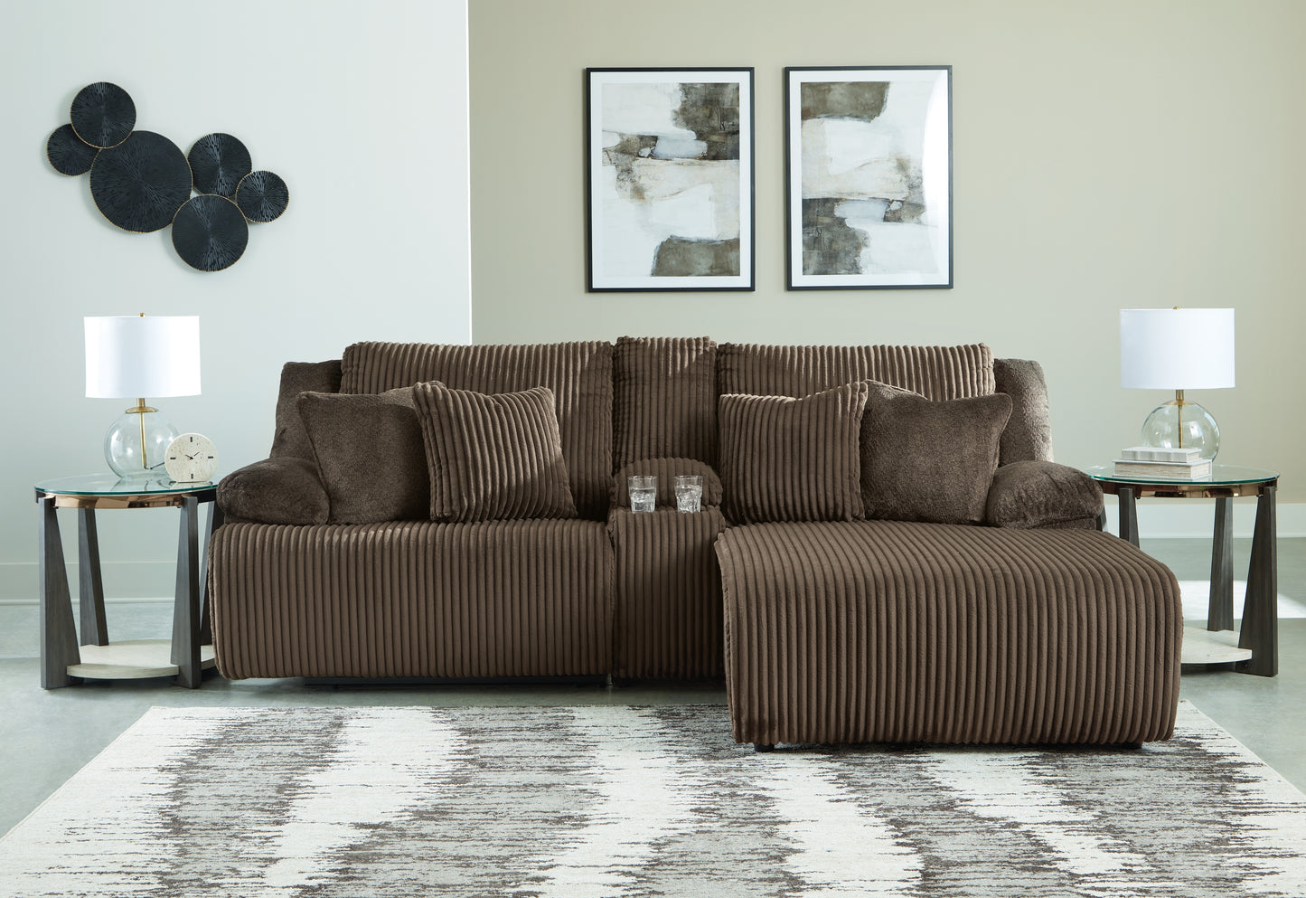 Bradenton Furniture Outlet - Ashley Furniture - Top Tier Sectional - 3-Piece Reclining Sectional Sofa with Chaise / Chocolate - 92705S4