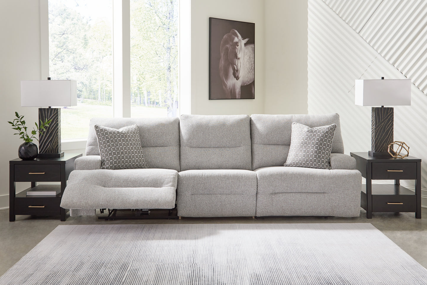 Bradenton Furniture Outlet - Ashley Furniture - Acklen Place Sectional - 3-Piece Power Reclining Sectional Sofa / Pewter - 93605S18
