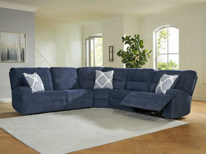 Bradenton Furniture Outlet - Ashley Furniture - Acklen Place Sectional - 5-Piece Power Reclining Sectional / Navy - 93607S3