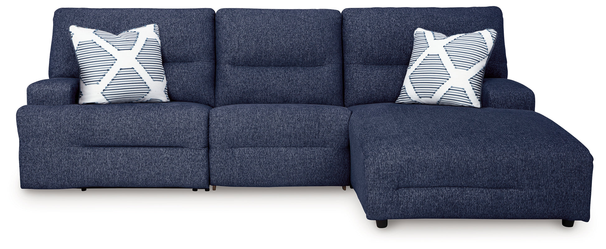 Bradenton Furniture Outlet - Ashley Furniture - Acklen Place Sectional - 3-Piece Power Reclining Sectional / Navy - 93607S6