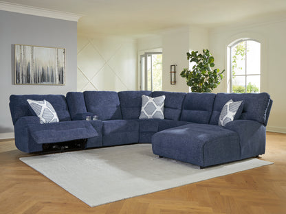 Bradenton Furniture Outlet - Ashley Furniture - Acklen Place Sectional - 6-Piece Power Reclining Sectional with Chaise / Navy - 93607S1