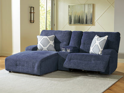 Bradenton Furniture Outlet - Ashley Furniture - Acklen Place Sectional - 3-Piece Power Reclining Sectional Sofa with Chaise / Navy - 93607S5