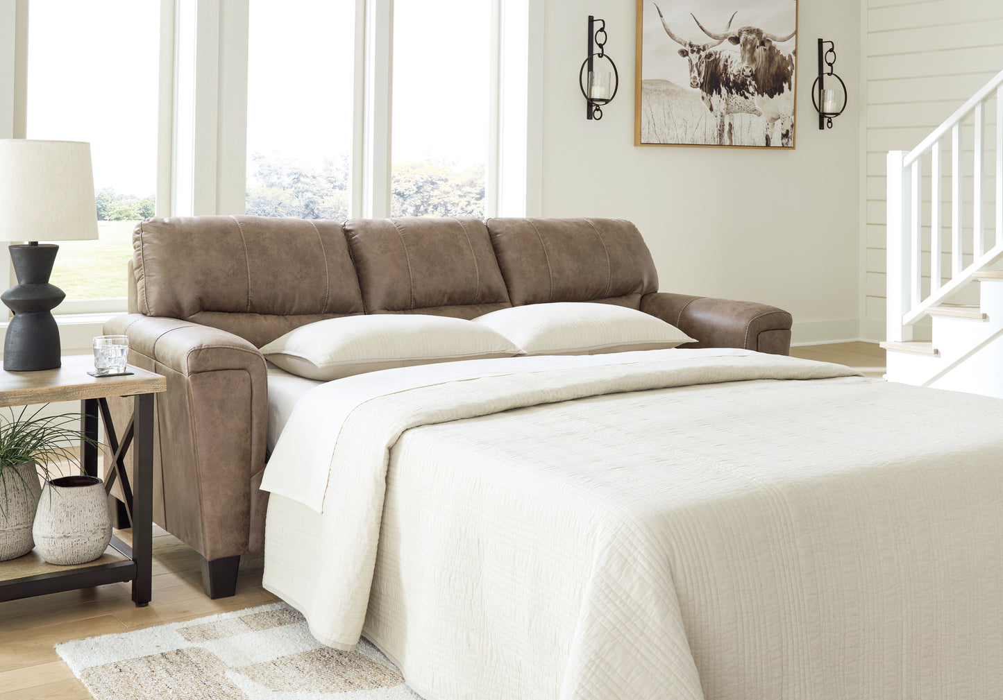 Bradenton Furniture Outlet - Ashley Furniture - Navi Living Room - Queen Sofa Sleeper / Fossil - 9400439