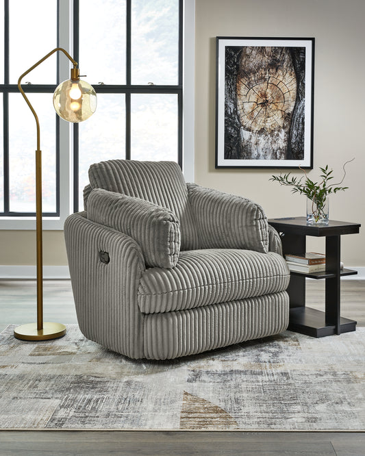 Bradenton Furniture Outlet - Ashley Furniture - Tie-Breaker Living Room - Swivel Glider Recliner / Fog - 9490361