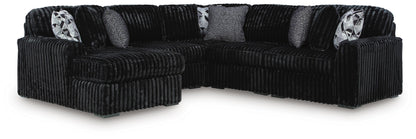 Bradenton Furniture Outlet - Ashley Furniture - Midnight-Madness Sectional - RAF 5-Piece Sectional with Chaise / Onyx - 98103S21