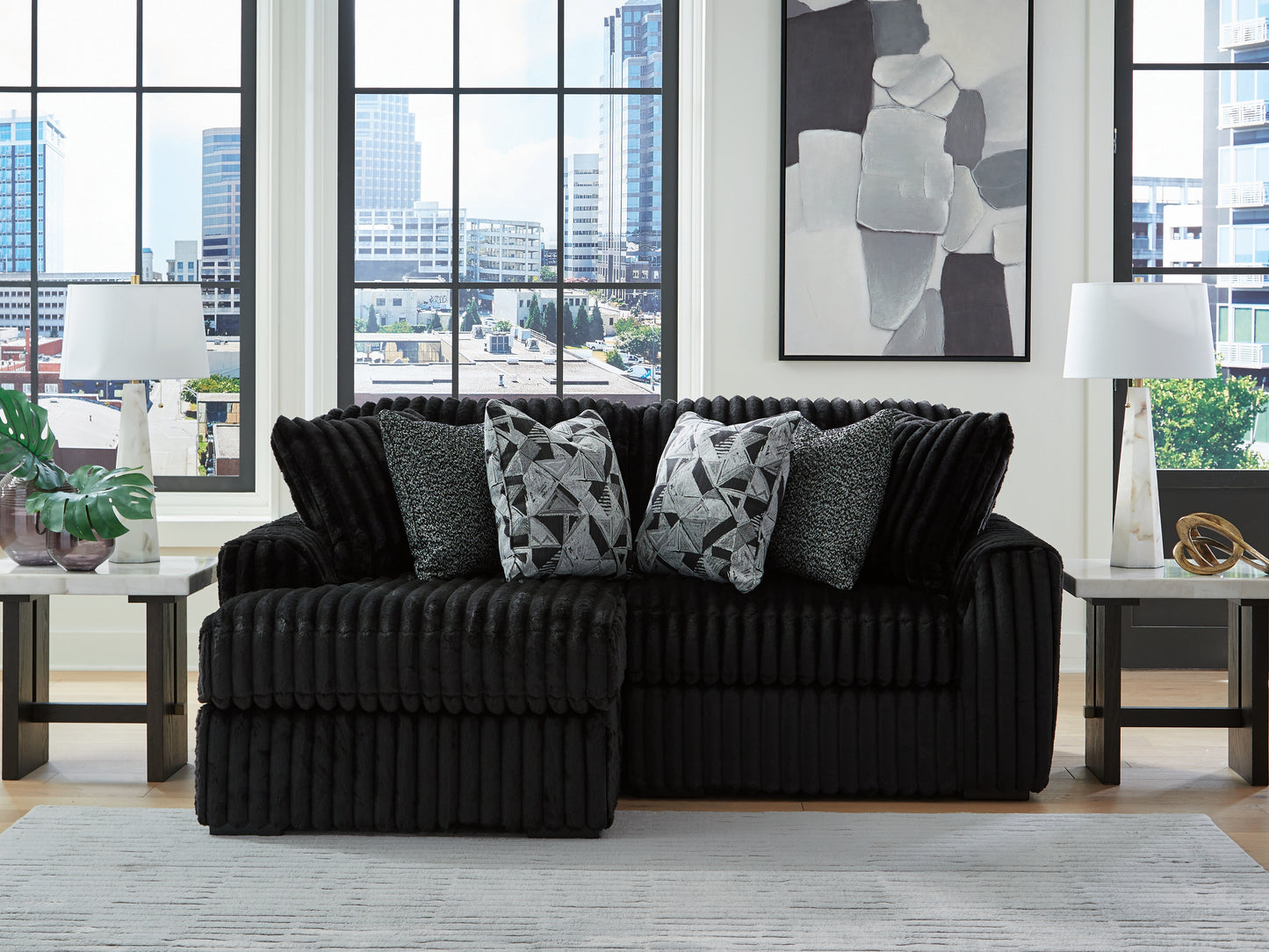 Bradenton Furniture Outlet - Ashley Furniture - Midnight-Madness Sectional - RAF 2-Piece Sectional with Chaise / Onyx - 98103S13
