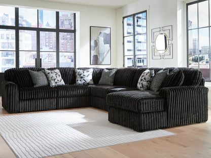 Bradenton Furniture Outlet - Ashley Furniture - Midnight-Madness Sectional - RAF 6-Piece Sectional with Chaise / Onyx - 98103S24