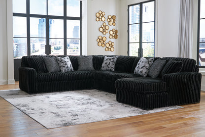 Bradenton Furniture Outlet - Ashley Furniture - Midnight-Madness Sectional - LAF 4-Piece Sectional with Chaise / Onyx - 98103S3
