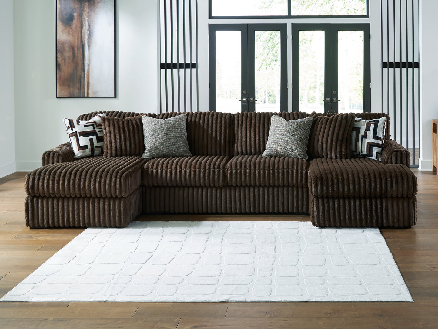 Bradenton Furniture Outlet - Ashley Furniture - Midnight-Madness Sectional - RAF 3-Piece Sectional with Chaise / Chocolate - 98104S5
