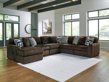 Bradenton Furniture Outlet - Ashley Furniture - Midnight-Madness Sectional - RAF 6-Piece Sectional with Chaise / Chocolate - 98104S23