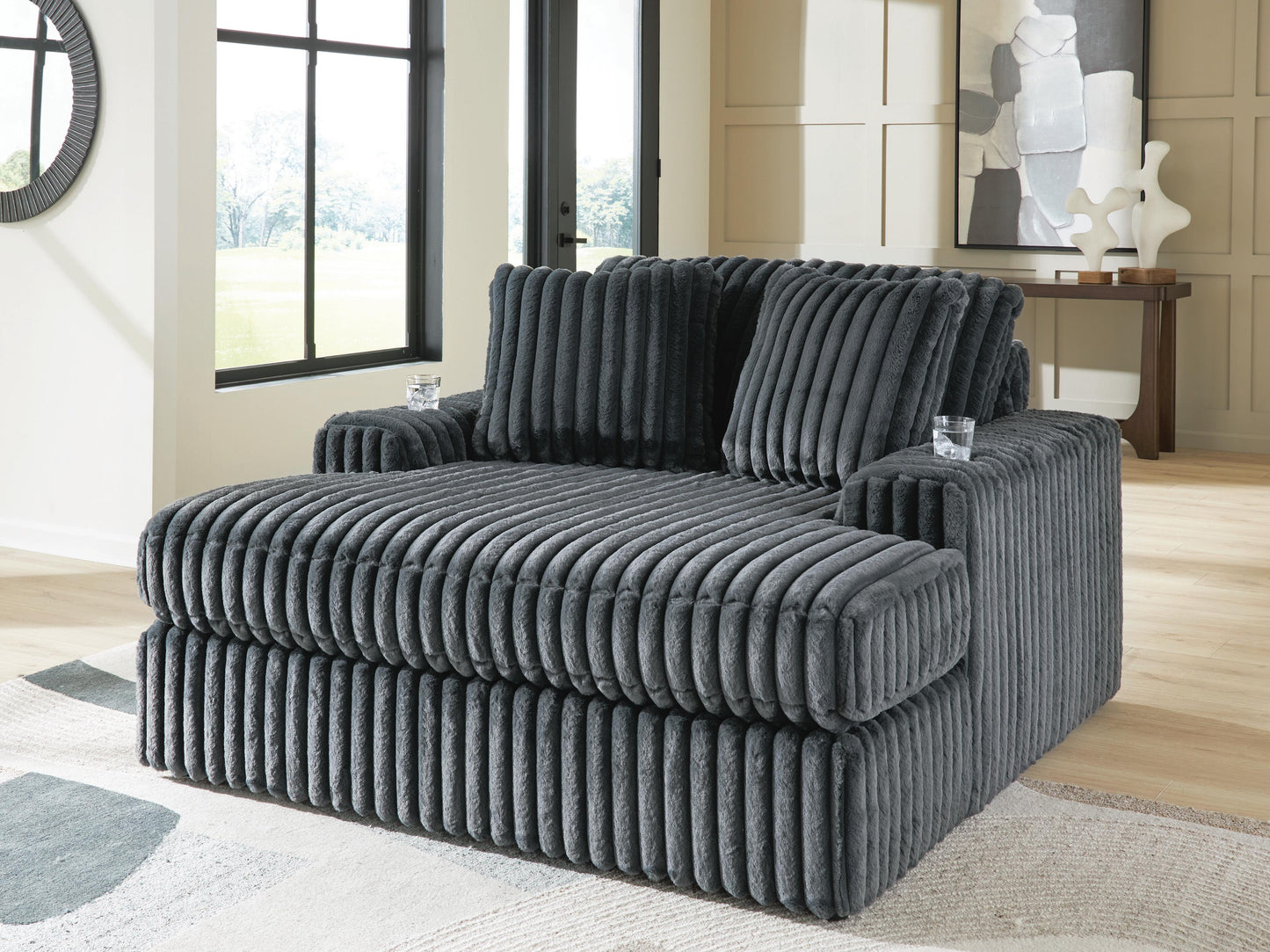 Bradenton Furniture Outlet - Ashley Furniture - Midnight-Madness Living Room - Oversized Chaise / Gunmetal - 9810515