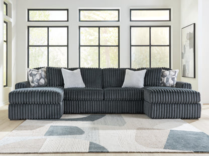 Bradenton Furniture Outlet - Ashley Furniture - Midnight-Madness Sectional - RAF 3-Piece Double Chaise Sectional / Gunmetal - 98105S7