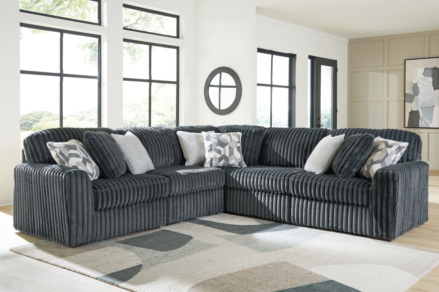 Bradenton Furniture Outlet - Ashley Furniture - Midnight-Madness Sectional - RAF 5-Piece Sectional / Gunmetal - 98105S27
