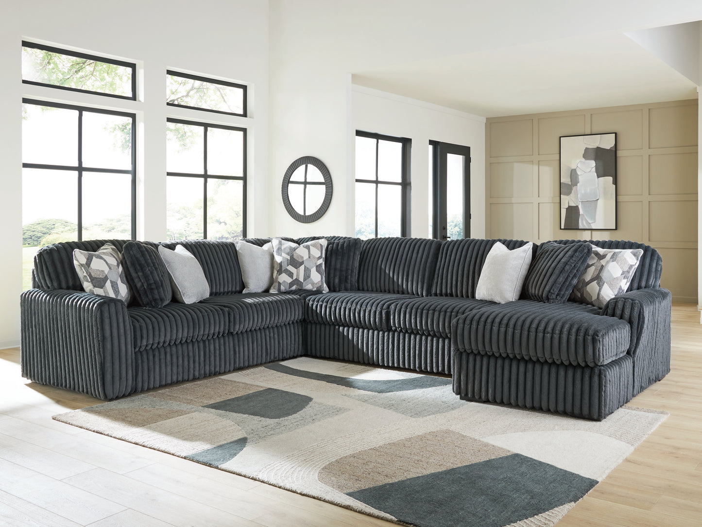 Bradenton Furniture Outlet - Ashley Furniture - Midnight-Madness Sectional - LAF 4-Piece Sectional with Chaise / Gunmetal - 98105S2