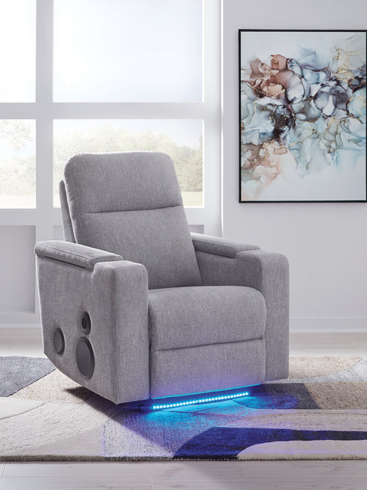Bradenton Furniture Outlet - Ashley Furniture - Pineland Living Room - Glider PWR REC w/Audio System / Pewter - PC9930642A