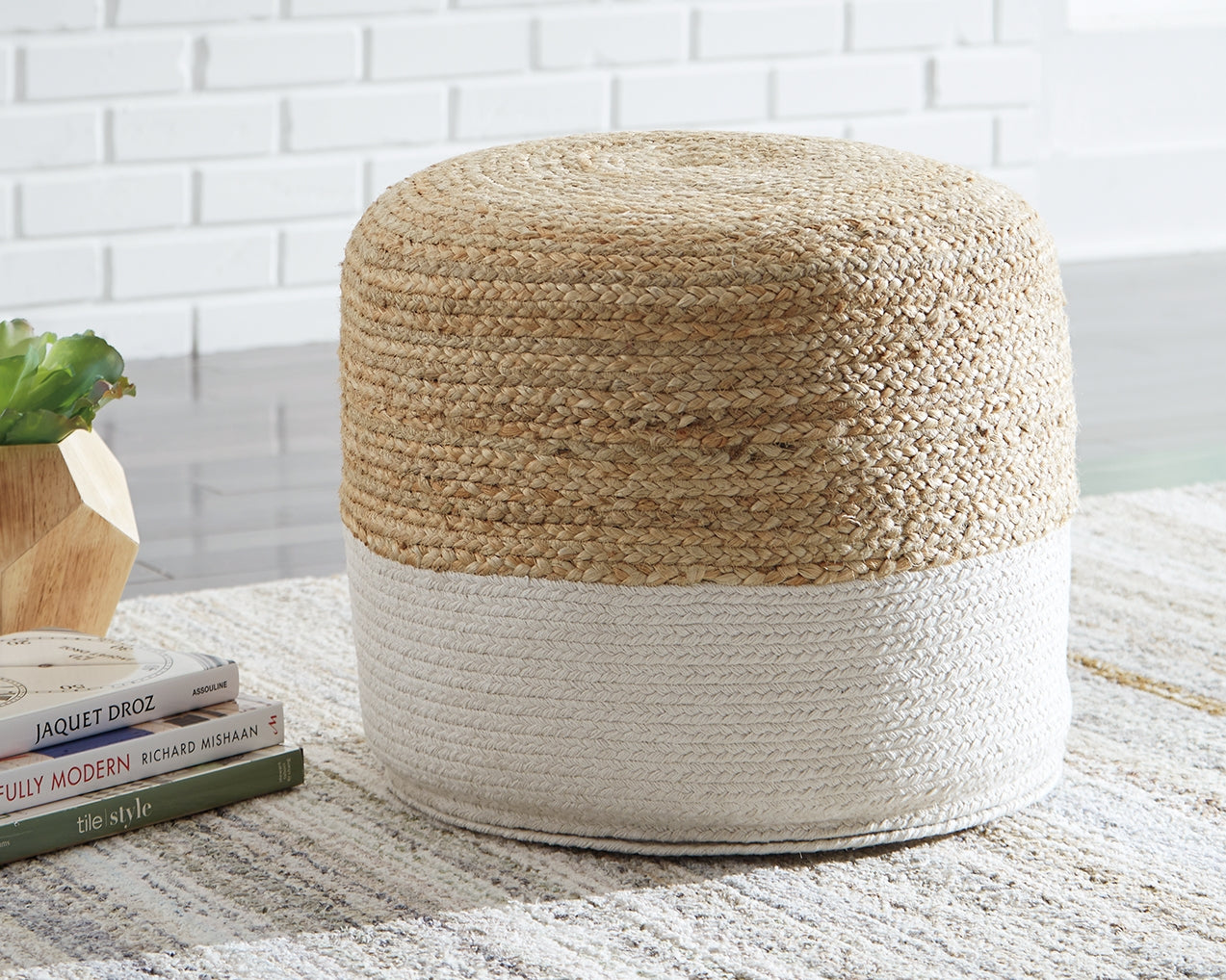 Bradenton Furniture Outlet - Ashley Furniture - Sweed Valley Pouf - Pouf / Natural/Black - A1000422