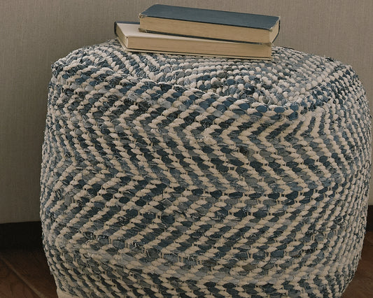 Bradenton Furniture Outlet - Ashley Furniture - Chevron Pouf - Pouf / Blue - A1000445