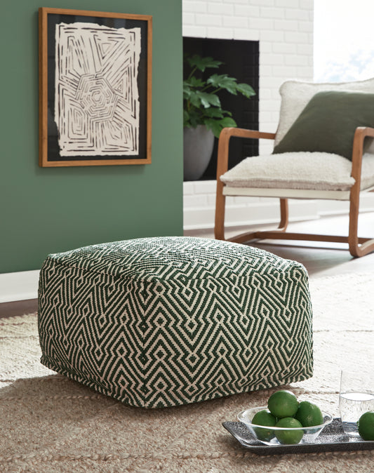 Bradenton Furniture Outlet - Ashley Furniture - Abacy Pouf - Pouf / Green/Ivory - A1001053