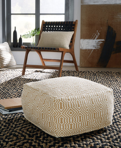 Bradenton Furniture Outlet - Ashley Furniture - Adamont Pouf - Pouf / Tan/Ivory - A1001059