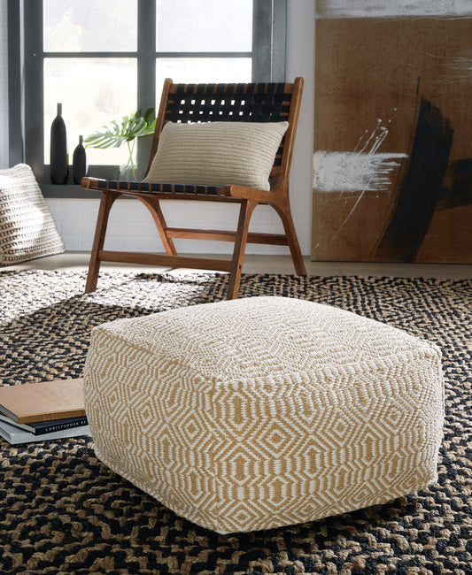 Bradenton Furniture Outlet - Ashley Furniture - Adamont Pouf - Pouf / Tan/Ivory - A1001059