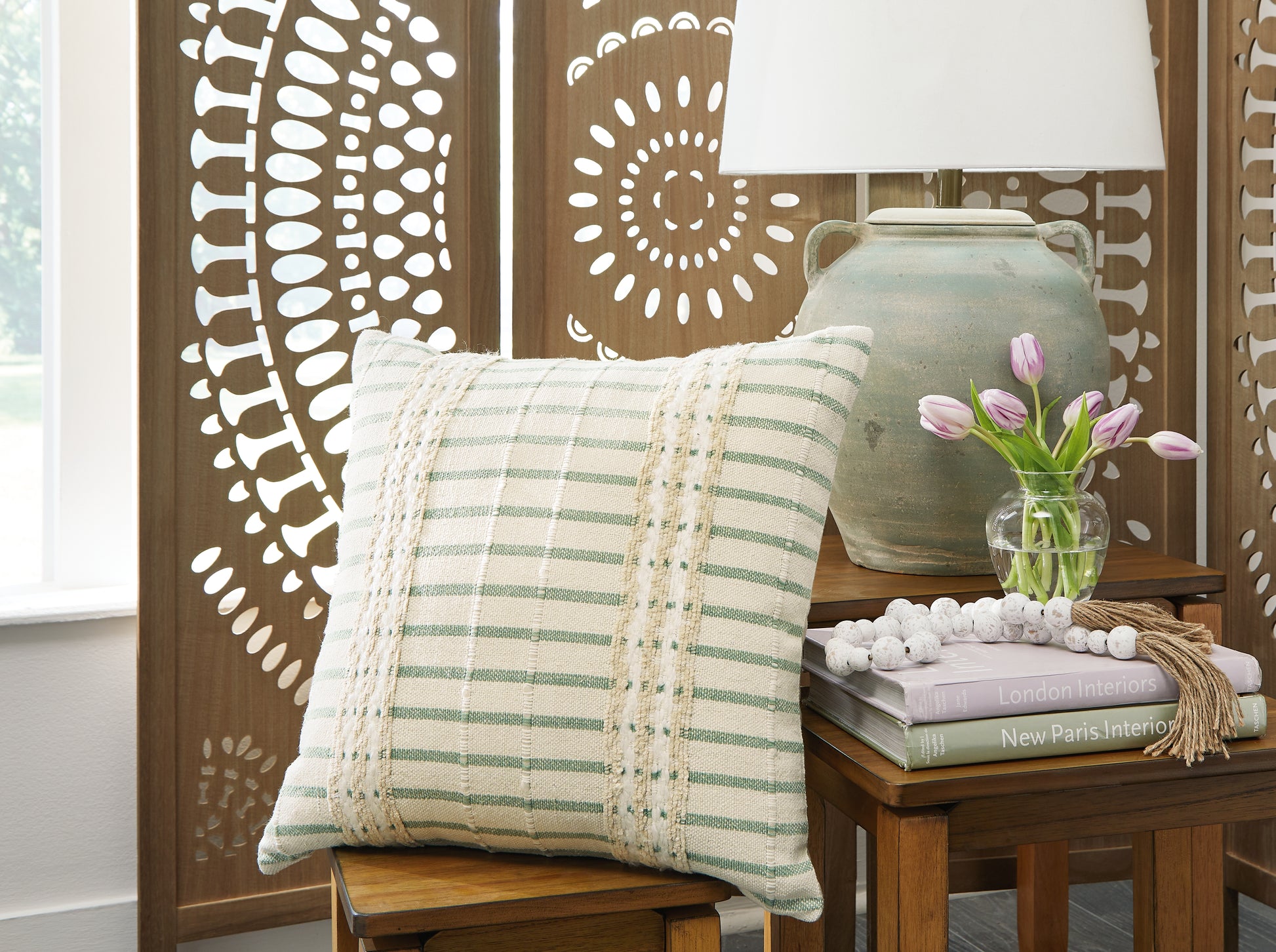 Bradenton Furniture Outlet - Ashley Furniture - Rowton Pillows - Pillow (4/CS) / White/Green - A1001072