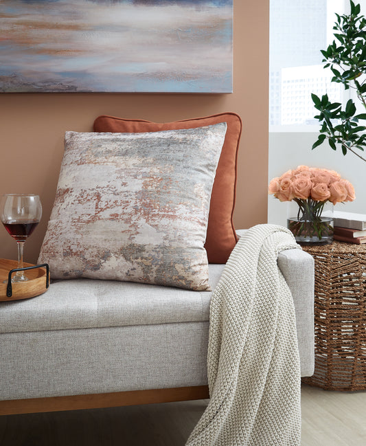 Bradenton Furniture Outlet - Ashley Furniture - Edinfielders Pillows - Pillow (4/CS) / Cream/Gray/Rust - A1001094