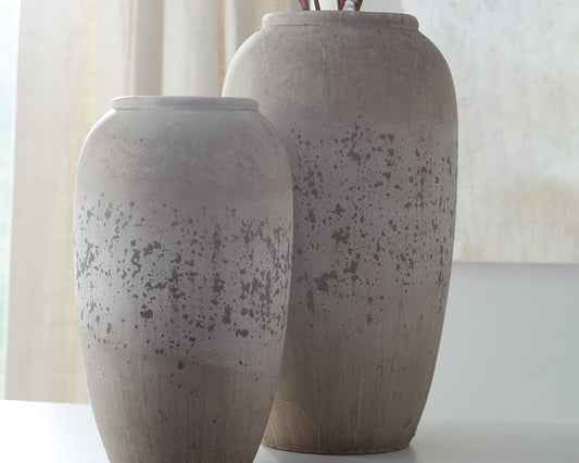 Bradenton Furniture Outlet - Ashley Furniture - Dimitra Vase - Vase Set (Set of 2) / Brown/Cream - A2000110