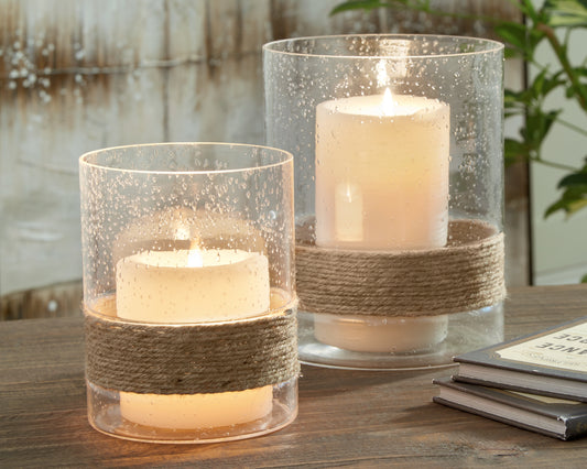 Bradenton Furniture Outlet - Ashley Furniture - Eudocia Candle Holder - Candle Holder Set (Set of 2) / Clear - A2000456