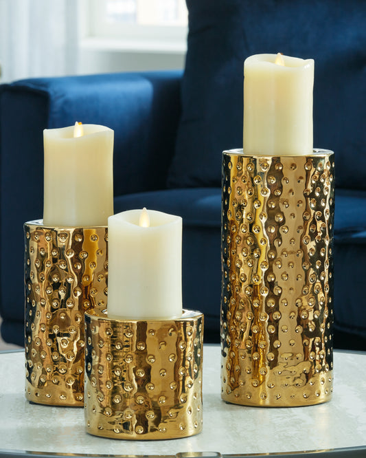 Bradenton Furniture Outlet - Ashley Furniture - Marisa Candle Holder - Candle Holder Set (3/CN) / Silver Finish - A2000460