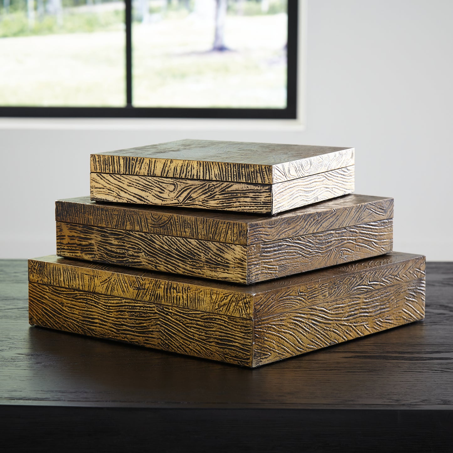 Bradenton Furniture Outlet - Ashley Furniture - Keldy Box (Set of 3) - Box Set (3/CN) / Antique Brass Finish - A2000490