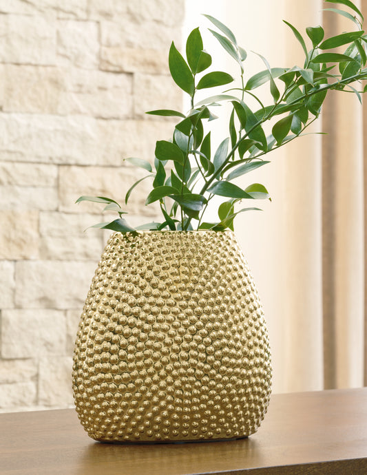 Bradenton Furniture Outlet - Ashley Furniture - Efim Vase - Vase / Gold Finish - A2000575