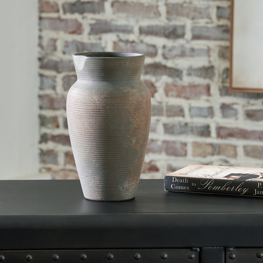 Bradenton Furniture Outlet - Ashley Furniture - Brickmen Vase - Vase / Antique Gray - A2000657