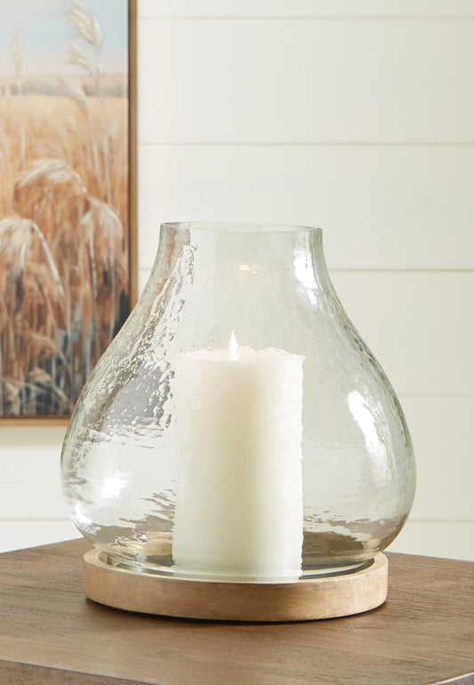 Bradenton Furniture Outlet - Ashley Furniture - Adalisen Candle Holder - Candle Holder / Clear/Brown - A2000679