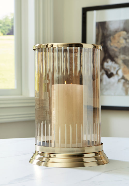 Bradenton Furniture Outlet - Ashley Furniture - Aavinson Candle Holder - Candle Holder / Amber/Gold Finish - A2000687