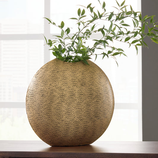 Bradenton Furniture Outlet - Ashley Furniture - Iansboro Vase - Vase / Antique Gold Finish - A2000697