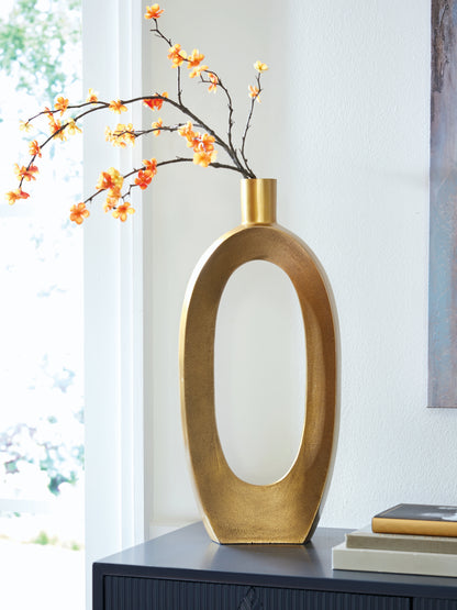 Bradenton Furniture Outlet - Ashley Furniture - Lawtonville Vase - Vase / Antique Gold Finish - A2000752