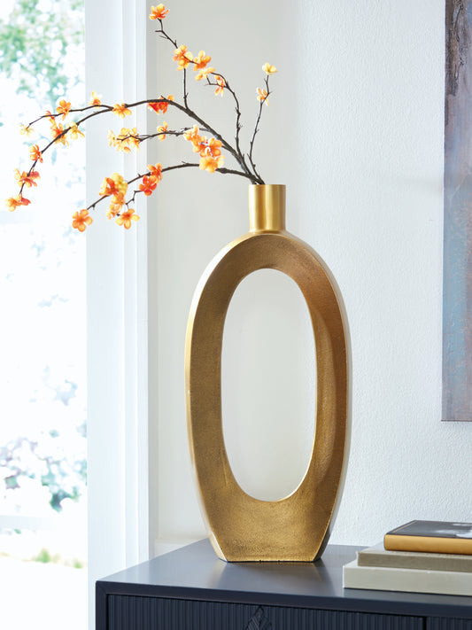 Bradenton Furniture Outlet - Ashley Furniture - Lawtonville Vase - Vase / Antique Gold Finish - A2000752